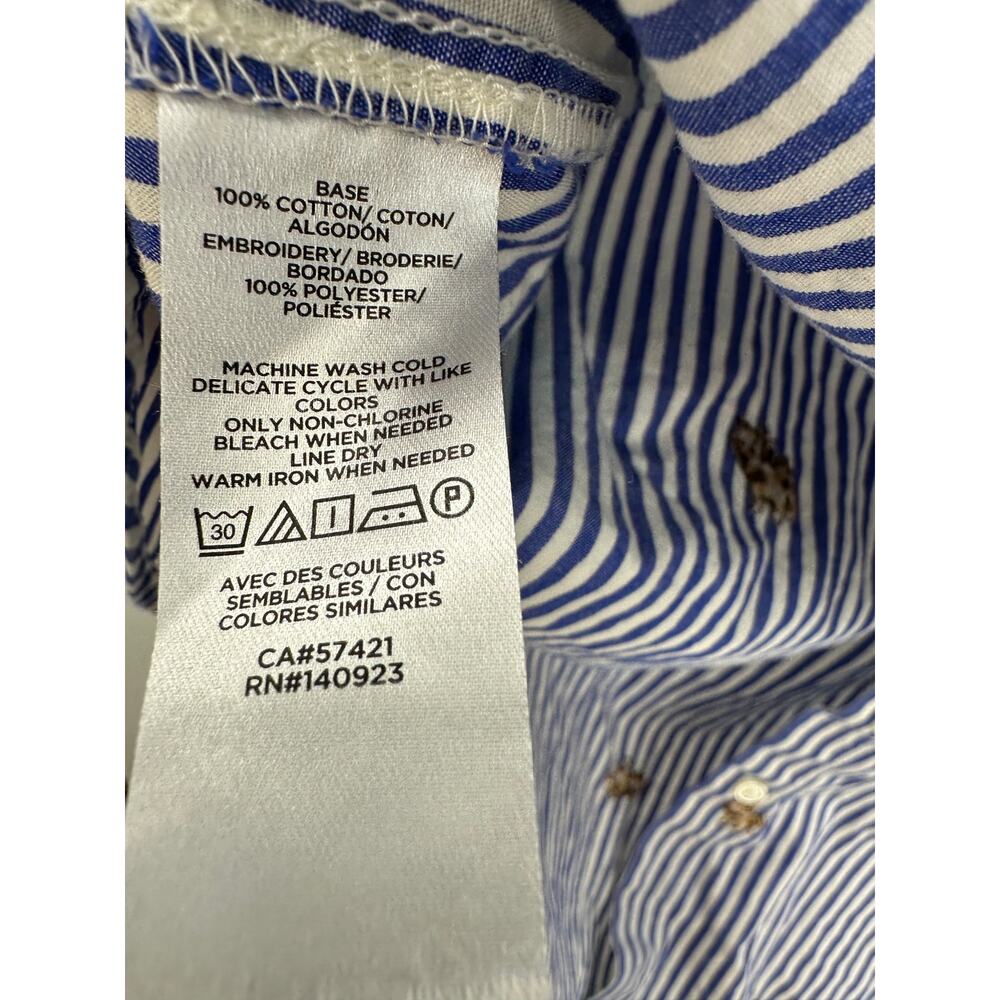 Loft Blue White Pinstripe Dog Embroidered Everyday Shirt Button Down Small BR35 - Picture 9 of 10